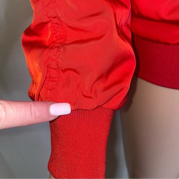 H&M jacket red utility nylon military style full zip shoulder zip SZ 2 bomber - Picture 7 of 9